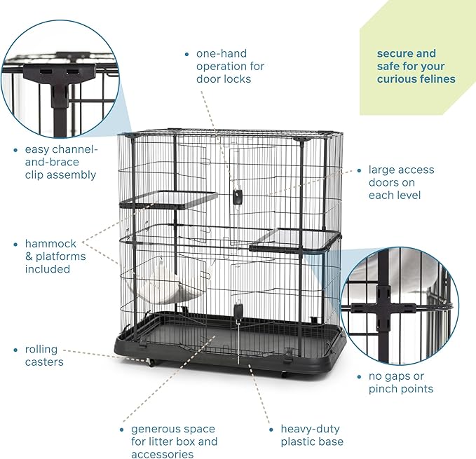 Prevue Pet Products Deluxe Cat Home With 3 Levels, Black , 39 LBS