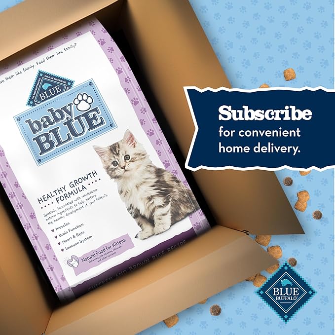 Blue Buffalo Baby Blue Natural Kitten Dry Cat Food, Healthy Growth Formula with DHA, Chicken and Brown Rice Recipe, 2-lb Bag