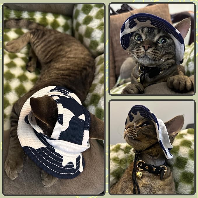 DENTRUN Cat Hats for Cats - Cowboy Hats with Ear Holes, Tiny Pets Birthday Party Costume, Mini Cowboy Sombrero Kitten Chihuahua Beanie Cap Party Decorations