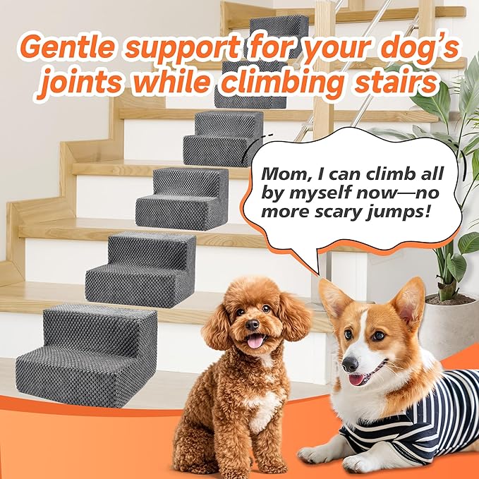 6 Packs 2-Step Dog Ramp for Stairs with High-Density 50D Foam Non-Slip Pet Steps Safer Than Traditional Ramps Supportive Dog Stairs for Small Dogs, Cats, Senior or Injured Pets