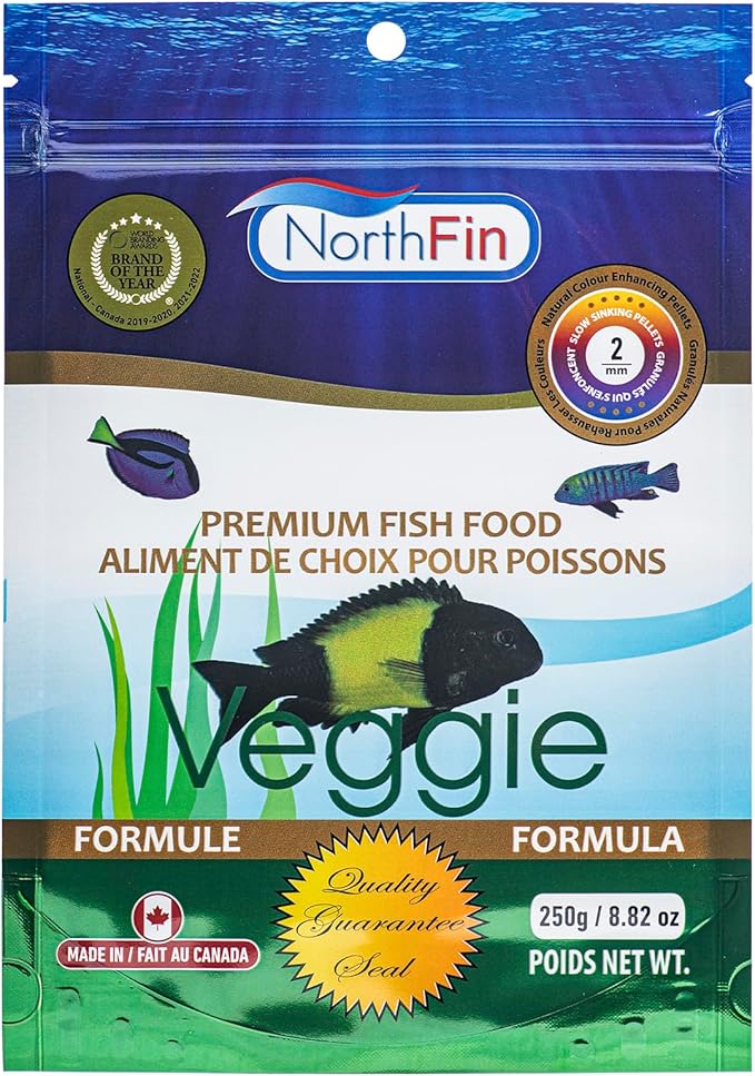 Northfin Veggie Fish Food Formula – Slow Sinking Pellets for Herbivorous Fish (2mm, 250g) | Premium Organic Kelp-Based Diet with Spirulina & Astaxanthin for Enhanced Color & Digestive Health