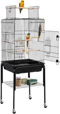 Topeakmart Play Open Top Standing Bird Cage with Removable Stand Wheels Black