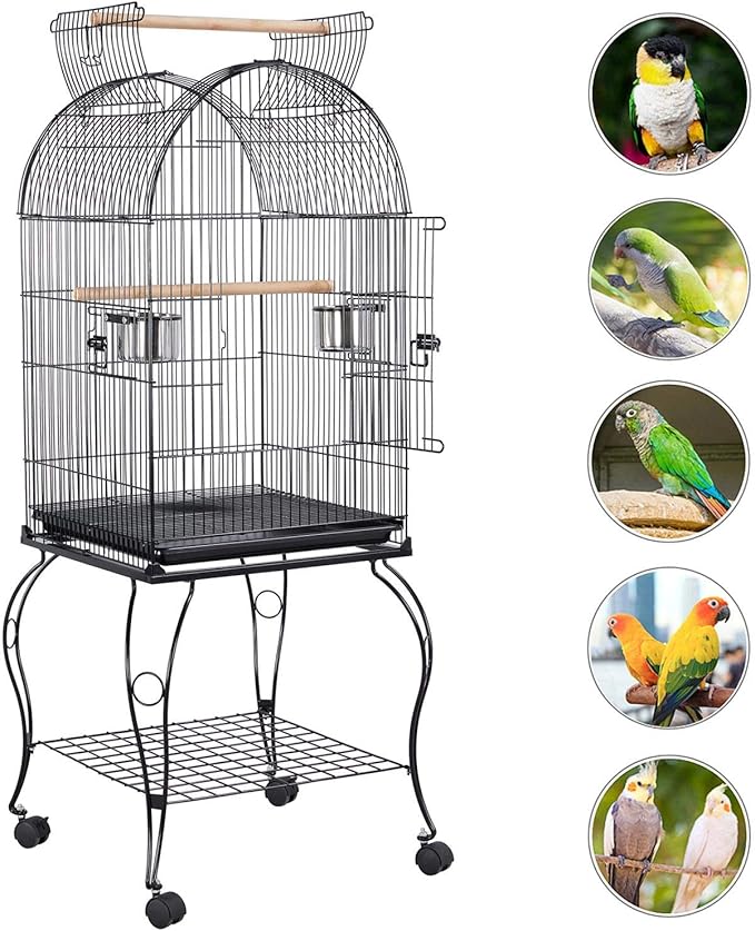Yaheetech 59-inch Dome Open Top Large Medium Parrot Bird Cage On Stand for Sun Parakeets Conures Quaker Parrot Rolling Cockatiel Bird Cage