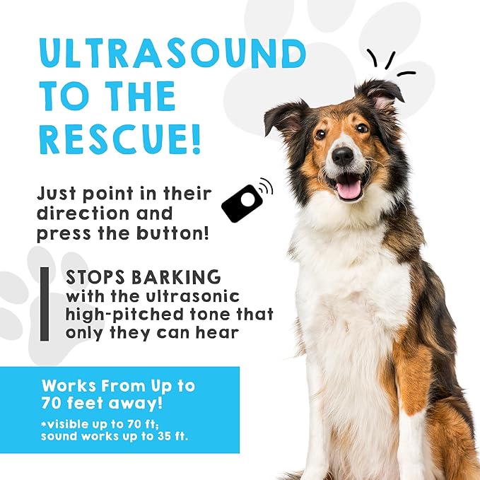 2023 Ultrasonic Dog Bark Deterrent & Behavior Corrector - Stop Barking, Jumping, Aggression Without Yelling - Just Point & Press! Backed by Kevin Harrington from Shark Tank