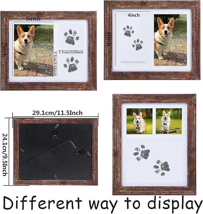 KCRasan Paw Print Kit - Memorial Picture Frame with Pawprints - Cat or Dog Paw Print Keepsake Frame, Sympathy Gift