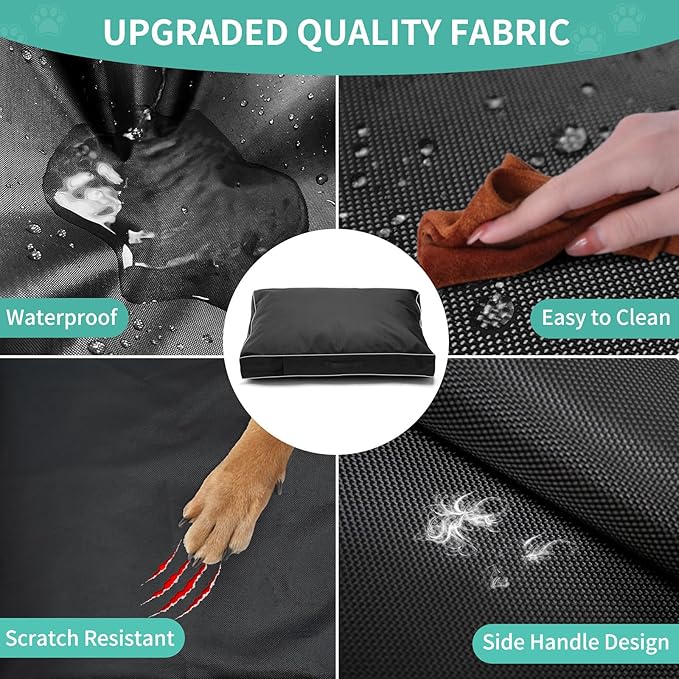 COSHNIBI Dog Bed Covers Replacement Washable,Waterproof Dog Bed Cover with Zip and Carry Handle for Dog/Cat 36''Lx27''Wx4''H-Black