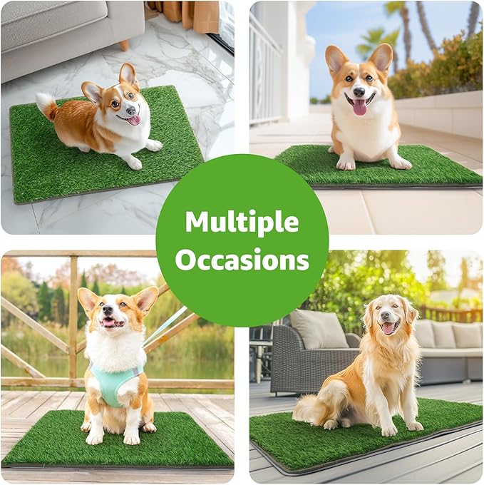 Dog Grass Mat with Pee Pad, Artificial Indoor Turf Grass Potty Training Pads for Dogs Tray Doggies Washable Reusable Puppy Pads Leakproof Pee on Outdoor Patio Balcony Apartment(24.5x39'')