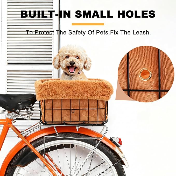 Xixter Pet Bike Basket Liner Comfortable and Warm with Easy Installations,Outer Layer Made of Short Plush Material(Bike Basket Not Included)
