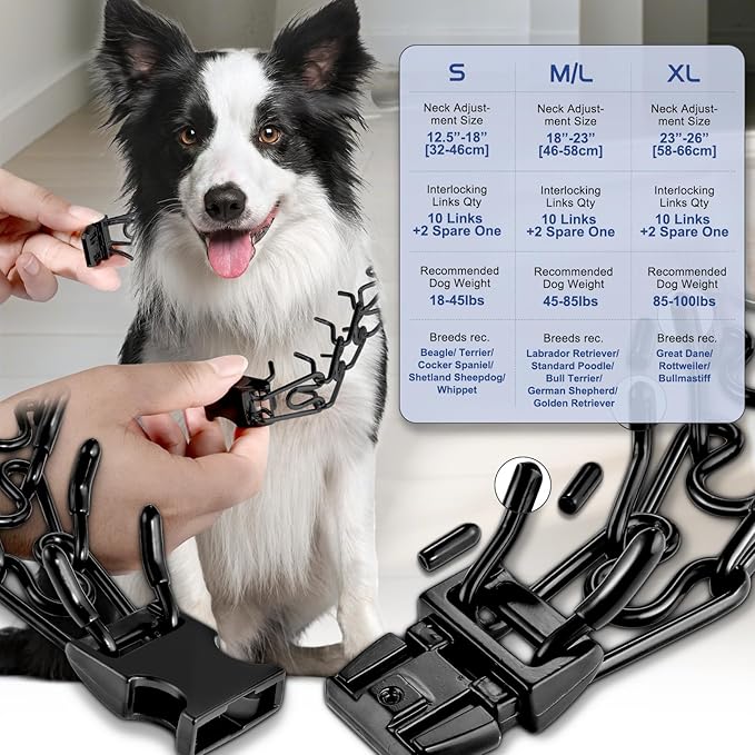 Pinch Collar for Dogs, Prong Training Collar with Quick Release Buckle for Dog Pulling Behavior Correction, Adjustable Pinch Leashes (Small / 12.5-18" Neck Size)