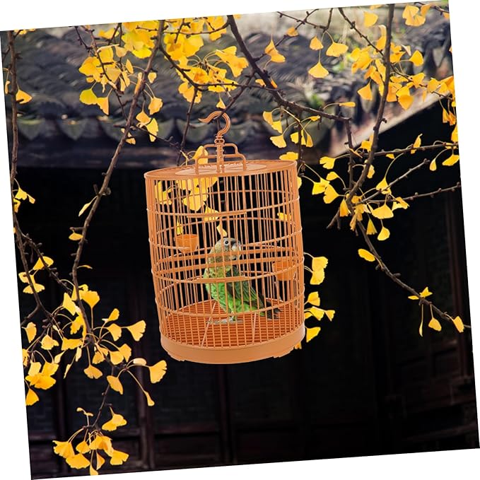 BESPORTBLE Hanging Bird Cage for Decor Plastic Birdcage Round Shape and Bird Nest Decoration for Small Pets
