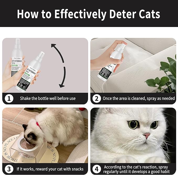 Cat Deterrent Spray - 100% Natural Cat Repellent Spray for Urine Marking & Scratching - Eco Friendly, Safe to Use Around Children and Pets, Safe for Use on Furniture and Fabric, Works Indoor & Outdoor