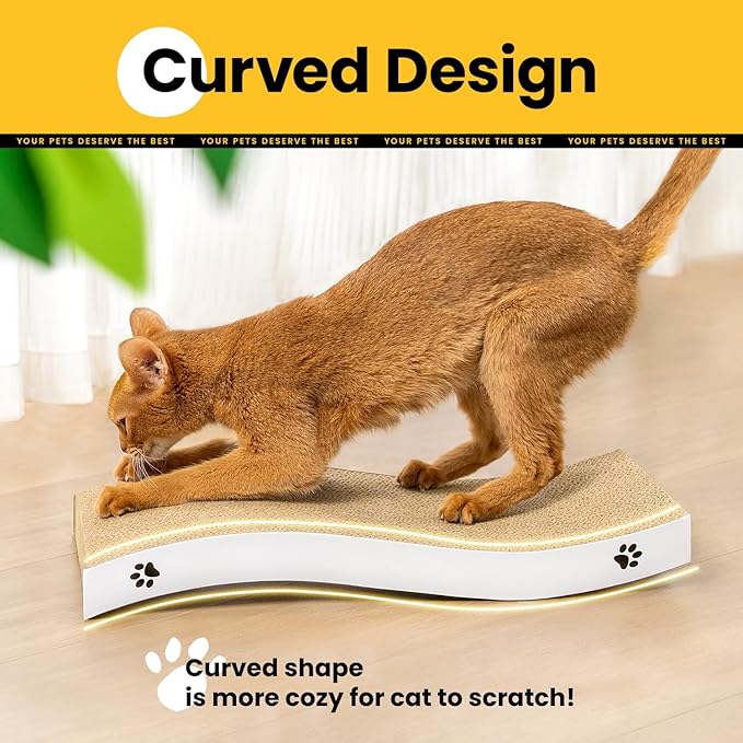 Cat Scratcher, Durable Scratch Pad, Corrugated Cardboard Scratching Board for Indoor Cats, Heavy Duty, Double-Sided Usability, Recyclable, with Catnip, Large, 2 Packs