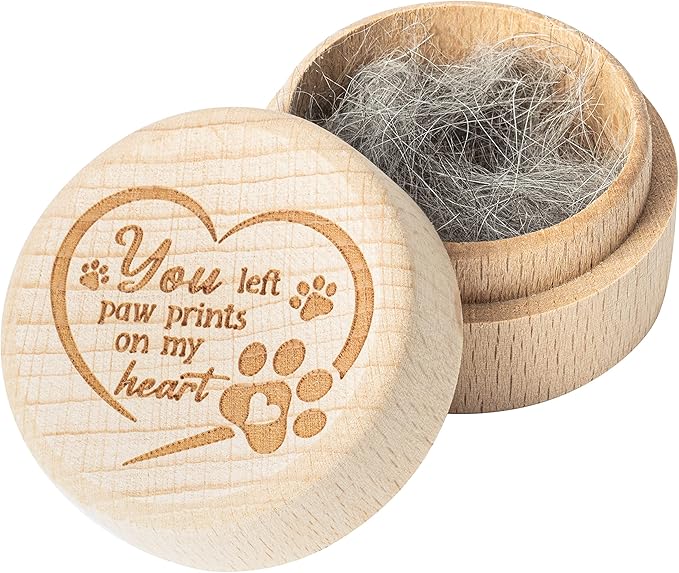 CJiangpo Dog Memorial Keepsake Box, Wooden Pet Urns Memorial Gifts for Loss of Dog Cat Hair Ashes Container Remembrance Pet Loss Sympathy Gifts 2Pcs