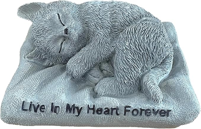 Cat Memorial Stones Grave Markers Outdoor Tribute Statue-Pet Cat Memorial Figurine Sympathy Gifts Garden Stone (Sleeping Angel cat)