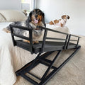 DoggoRamps Dog Ramp for Beds - Solid Hardwood with 5 Finish Options - Adjustable up to 37" High Beds with Low Incline, Safety Rails & Anti-Slip Grip, For Small Dogs up to 50lbs - Made in North America