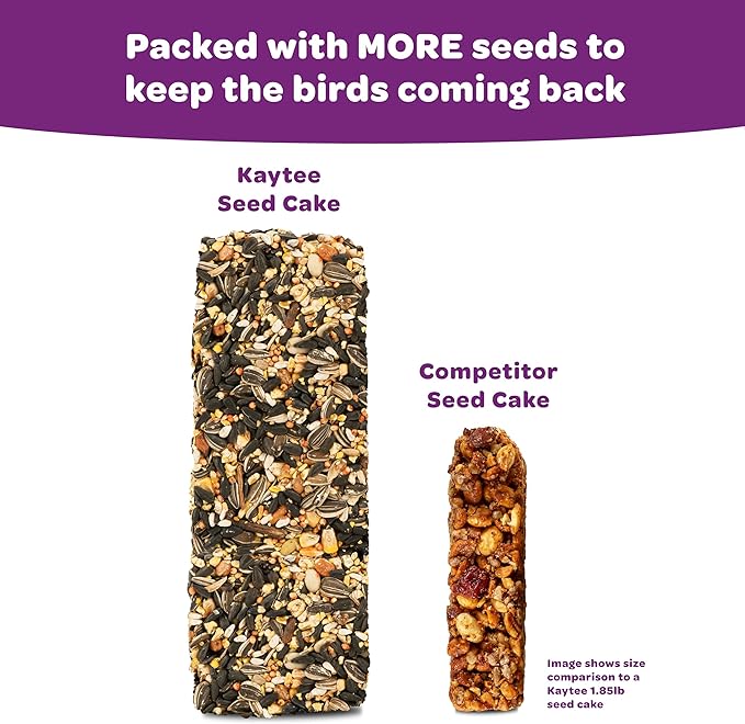 Kaytee Wild Bird Nut & Fruit Seed Cake for Cardinals, Nuthatches, Juncos, Woodpeckers, Grosbeaks and More Songbirds, 1.85 Pounds, Pack of 4