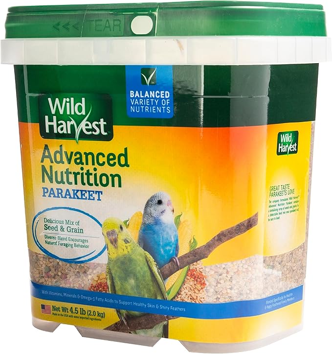 Wild Harvest Advanced Nutrition Diet For Parakeets 4.5 Pounds, Seed And Grain Mix