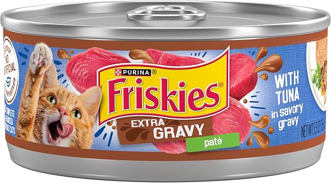 Purina Friskies Wet Cat Food Pate, Extra Gravy With Tuna - (Pack of 24) 5.5 oz. Cans