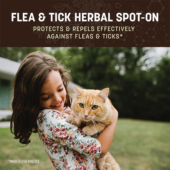 Earth Animal Apothecary Natural Flea & Tick - Herbal Spot-On for Cats - 3 Applications (3 Month Supply)