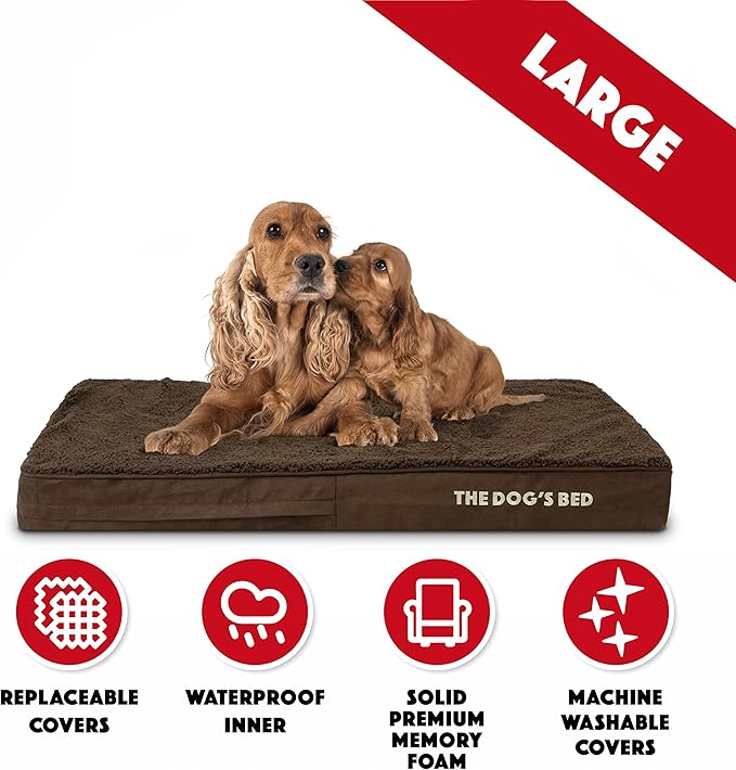 The Dog’s Bed Orthopedic Memory Foam Dog Bed Mattress, Plush Fabric, Brown Plush, Large, 4-Inch