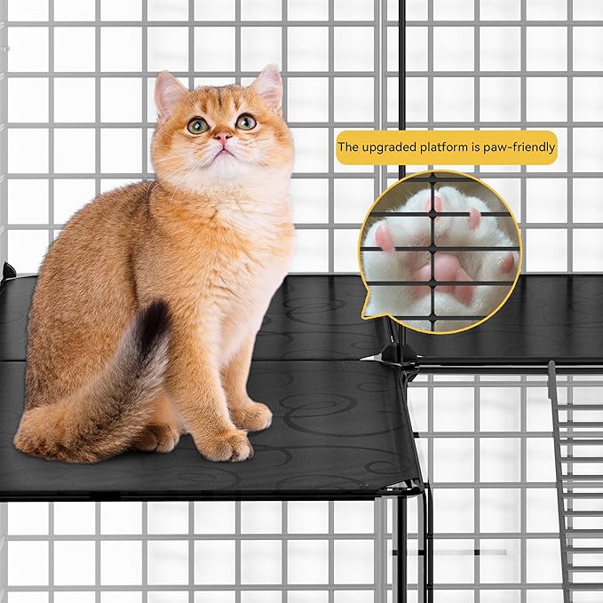 DWVO 4 Tier Large Cat Cage Indoor: Kitten Enclosure DIY Playpen Catio with Large Hammock for 1-3 Cats