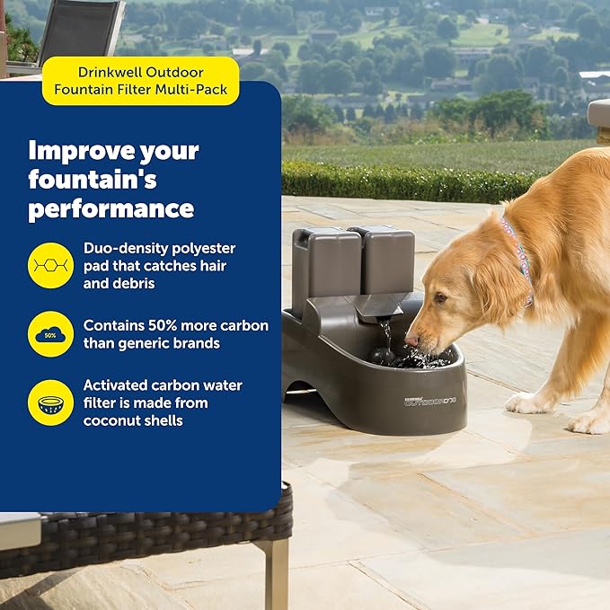 PetSafe Drinkwell Replacement Filter Pack for Outdoor Dog Water Fountain, 3 Carbon Filters & 1 Foam Filter