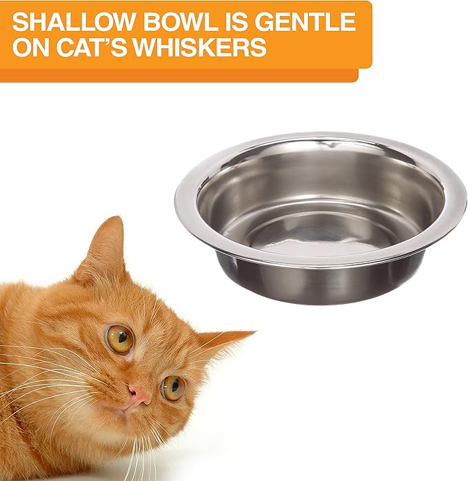 Neater Feeder Deluxe Mess Proof Cat Bowls Elevated for All Breeds – Made in USA – No Spill Raised Bowls for Indoor Cats – Stainless Steel Food and Water Bowl Set, Pet Dish Feeding Station, Dark Blue