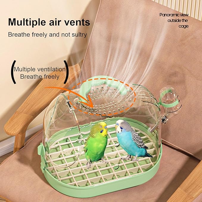 Clear Bird Transport Cage for Travel Outdoor Bird Carriers Cage with Waterer Bottle Safe Parrot Carrying Box Birdcage
