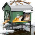 Apasiri Heated Cat House Weatherproof - Insulated Outdoor Cat Shelter with Thermostatic Heating Pad, Water Resistant 900D Oxford Feral Cat House with Anti-Peep Curtains Escape Door for Winter, Large