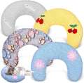 4 Pcs Ultra Soft Fluffy Pet Calming Pillow U Shaped Donut Cat & Dog Bed with Cute Embroidery, Anxiety Relief & Joint Support, Machine Washable