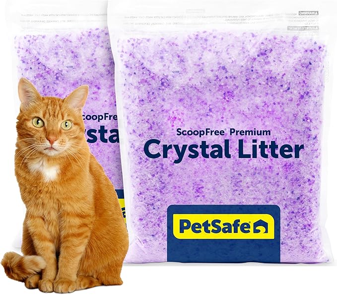 PetSafe ScoopFree Premium Crystal Cat Litter - Outperforms Clay Litter - Refill Packs - Reusable Tray Compatible - Lavender Scent - 4.3 lb Bags - 2 Pack