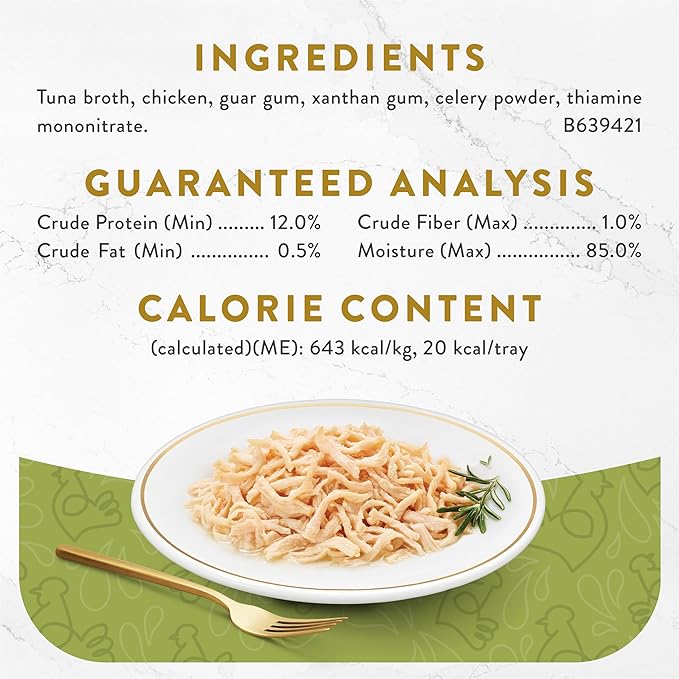 Fancy Feast Purina Appetizers Grain Free Wet Cat Food Complement White Meat Chicken Appetizer in a Savory Tuna Broth Cat Food Topper - 1.1 oz. Trays,(Pack of 20)