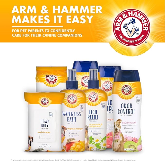 Arm & Hammer for Pets Odor Control Dry Shampoo Powder for Dogs, Best Odor Eliminating Waterless Shampoo for Dogs & Puppies, Kiwi Blossom Scent, 4.2 Ounces