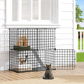 DWVO Cat Enclosure for Kittens, 2-Tier Pet Cage for Small Animals, Kitty Playpen for Indoor Outdoor Black