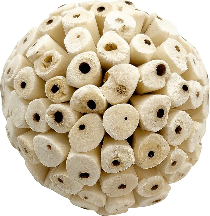 5109 Mega 4 Inch Sola Ball Pk3 - Huge handmade natural sola wood balls, Made from air dried pieces of natural sola wood, Break up for extra material, Foraging fun for large pets Macaw Cockatoo Grey
