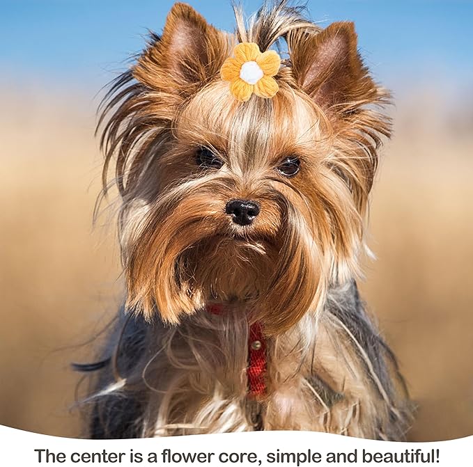 PET SHOW 10Pairs/20Pcs Puff Flower Small Dog Hair Bows Gradient Color Hair Bows with Rubber Band for Small Medium Dogs Topknot Yorkie Girl Boy Puppy Cats Pet Grooming Hair Accessories