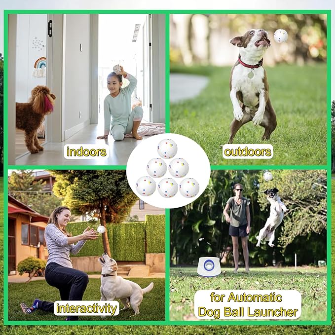 White 2.3 Inch Dog Ball Replacements forAutomatic Ball Launchers -Durable Put MaterialHigh-Bounce, Machine Washable -6-PCS (White, 2.3inch)