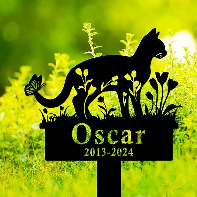 Custom Cat Memorial Stake, Personalized Cat Memorial Grave Marker, Pet Memorial Stake for Cats, Custom Cat Memorial Plaque, Cat Tombstone Marker Customized Cat Memorial Gift