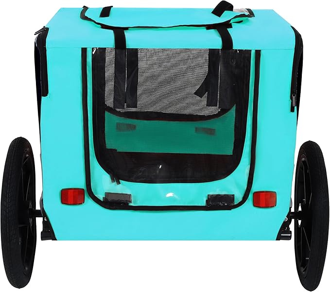 Heavy Duty Dog Bike Trailer with 16" All-Terrain Wheels & Universal Hitch, Foldable Pet/Cargo Carrier for Bicycles, Camping, Hiking