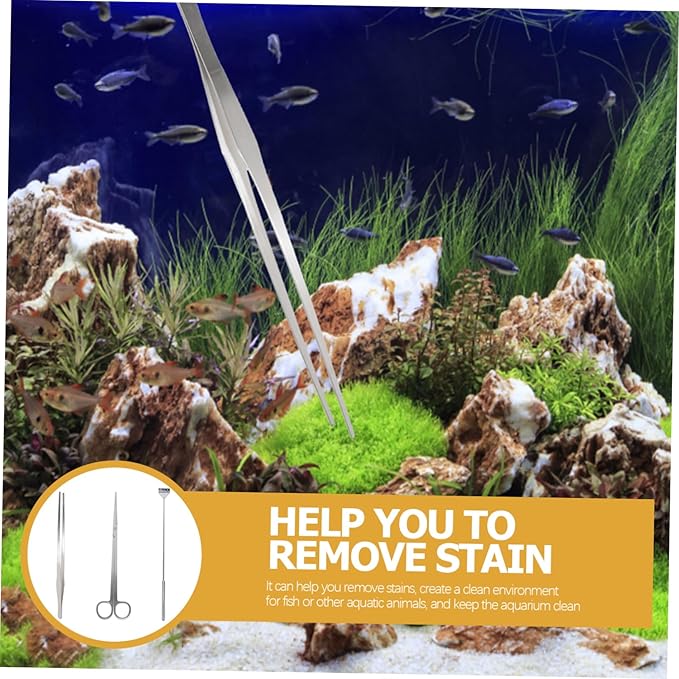 1Set Aquarium Tool Tweezers Scissors Scraper for Fish Tank Maintenance Efficient for Aquariums
