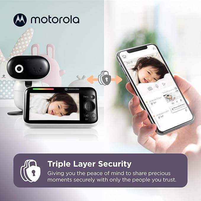 Motorola Nursery WiFi Baby Monitor with Camera, 5" Screen, Wall Mount, Long Range, 2-Way Audio, Temperature Sensor, Motorized, Lullabies, PIP1610 HD Connect