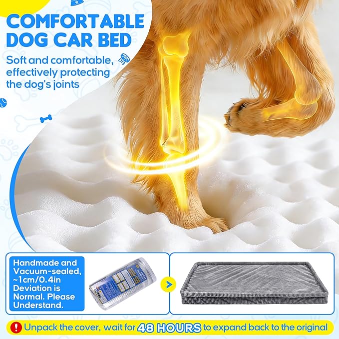 Dog Car Bed, Non-Slip Backseat Extender Pet Mat, Removable Washable Dog Bed for SUVs, Sedans & Trucks, Anti-Slip Travel Bed for Dogs, Easy Clean & Scratch-Proof & Comfort (XL（56" Lx28.7 M×2" H)