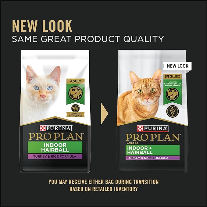 Purina Pro Plan Hairball Management, Indoor Cat Food, Turkey and Rice Formula - 16 lb. Bag