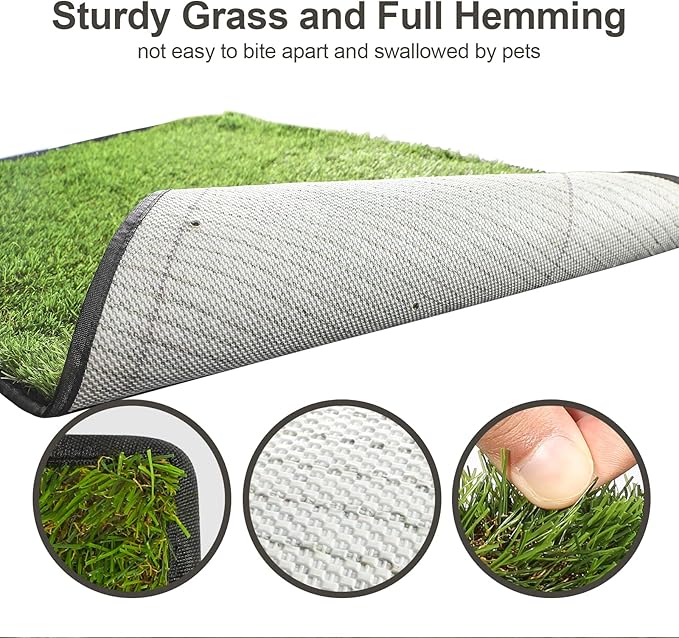 Dog Grass Pad with Tray,40''X27.5''Large Artificial Turf Grass Potty,XL Reusable 3-Layer Dogs Pee Potty Grass Pads, Easy to Clean Portable Dog Litter Box for Indoor/Outdoor Potty Training Toilet