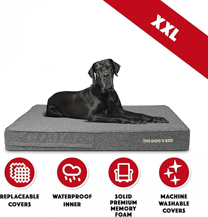 The Dog’s Bed Orthopedic Memory Foam Dog Bed Mattress, Linen Fabric, Grey Linen, XXL, 6-Inch