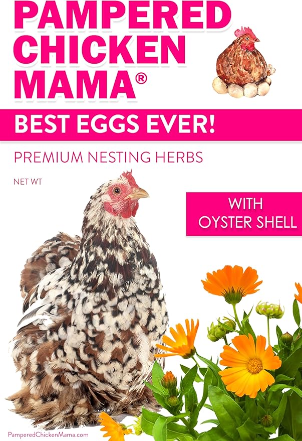 Pampered Chicken Mama Best Eggs Ever! Nesting Herbs for Chickens (4 Pounds) for Chicken Nesting Boxes Calcium Supplement for Chickens | Chicken Feed Supplies, Hen Treats for Coops (4 Bags)