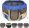 EliteField 2-Door Soft Pet Playpen (2 Year Warranty), Exercise Pen, Multiple Sizes and Colors Available for Dogs, Cats and Other Pets (62" x 62" x 30"H, Royal Blue+Beige)