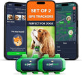 Set of 2 Dog GPS Trackers - Real-Time Location Tracking Device with App - Smart Alerts & Geo-Fence - Collar-Compatible, Waterproof - Long-life Battery - iOS & Android - (Subscription Required)
