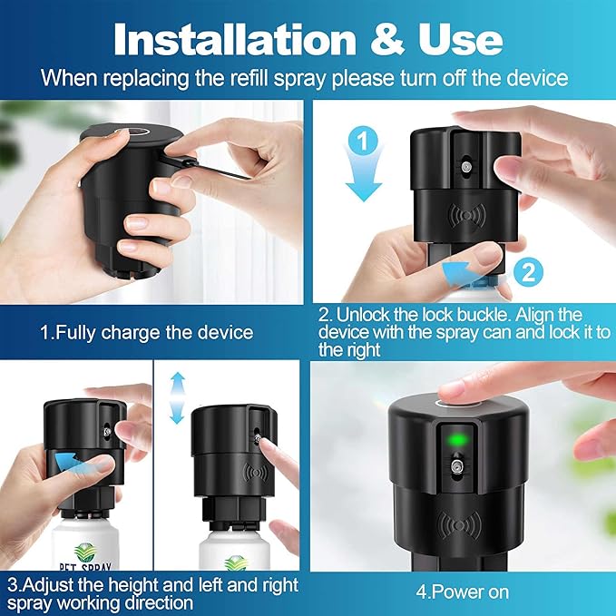 Cat Deterrent Spray Refill, Pet Spray Deterrent System, Motion Activated Cat System, Cat & Dog Odorless & Indoor, Up to 3 Feet Away, Pet Deterrent Spray Refill 3 Pack 11.67Oz