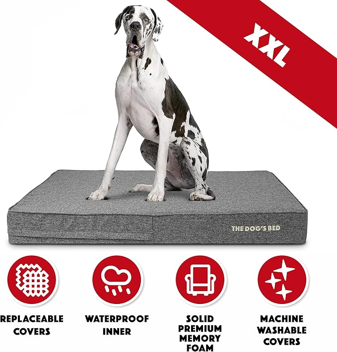The Dog’s Bed Orthopedic Memory Foam Dog Bed Mattress, Linen Fabric, Grey Linen, XXL, 6-Inch